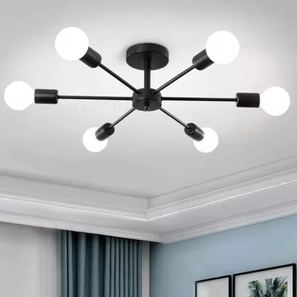 Lustra Mikkos 6XE27, diametru 49cm, Negru