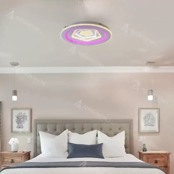 Lustra LED cu telecomanda MEIRA RGB, 180W, lumina Rece/Calda/Neutra, Dimabila, Alb